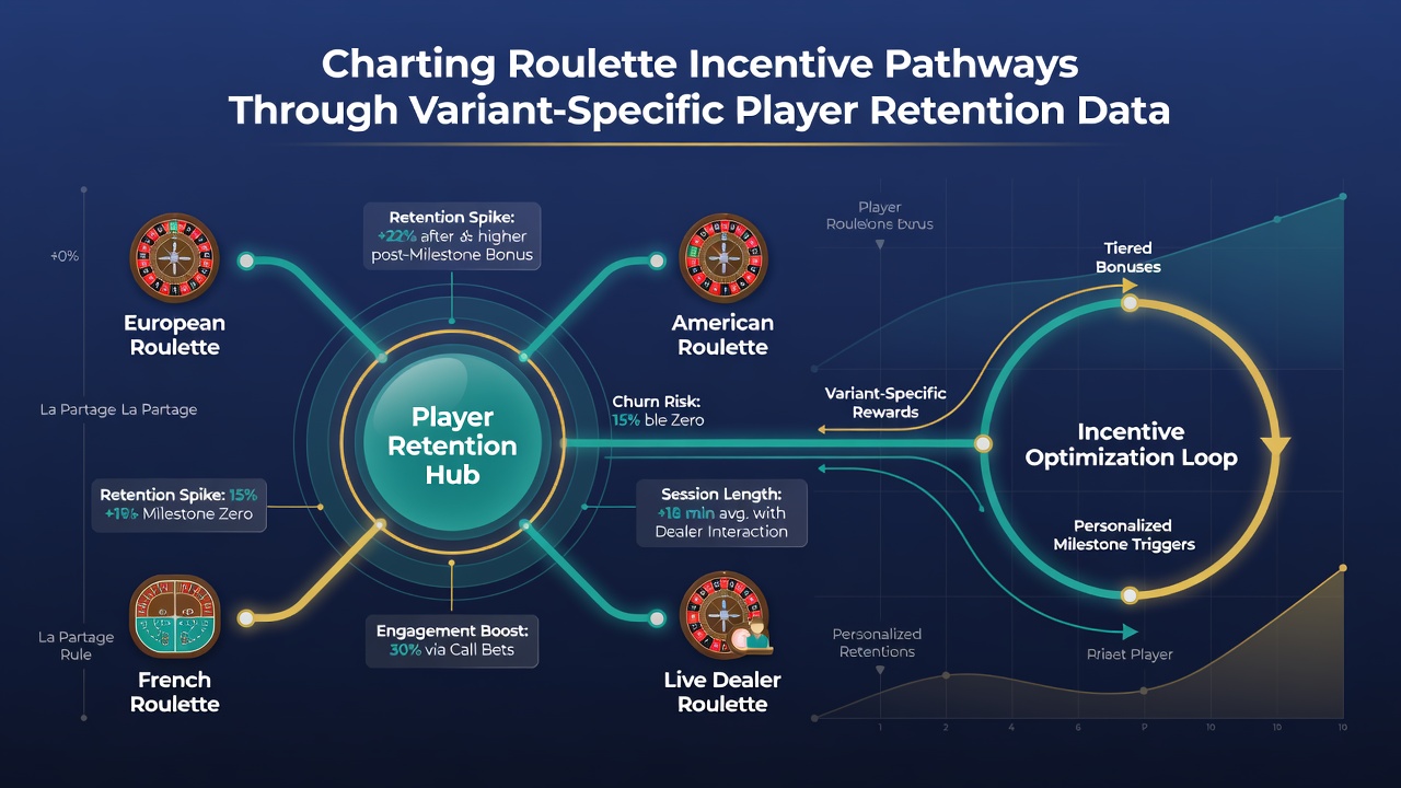 Analytics dashboard displaying retention curves for different roulette variants with incentive overlays