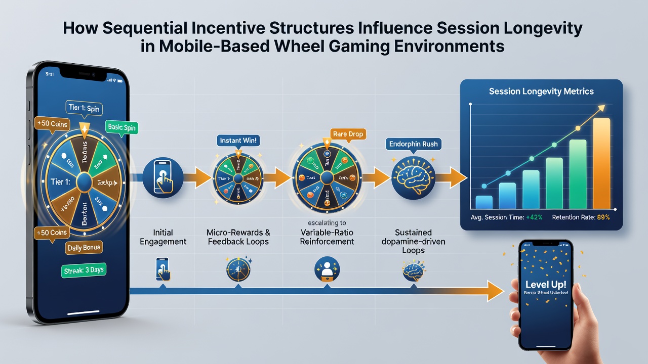Analytics dashboard displaying session duration graphs and incentive unlock rates for mobile wheel games
