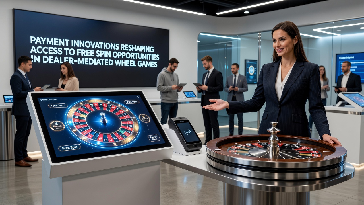 Live dealer wheel game interface demonstrating real-time free spin crediting via modern payment systems