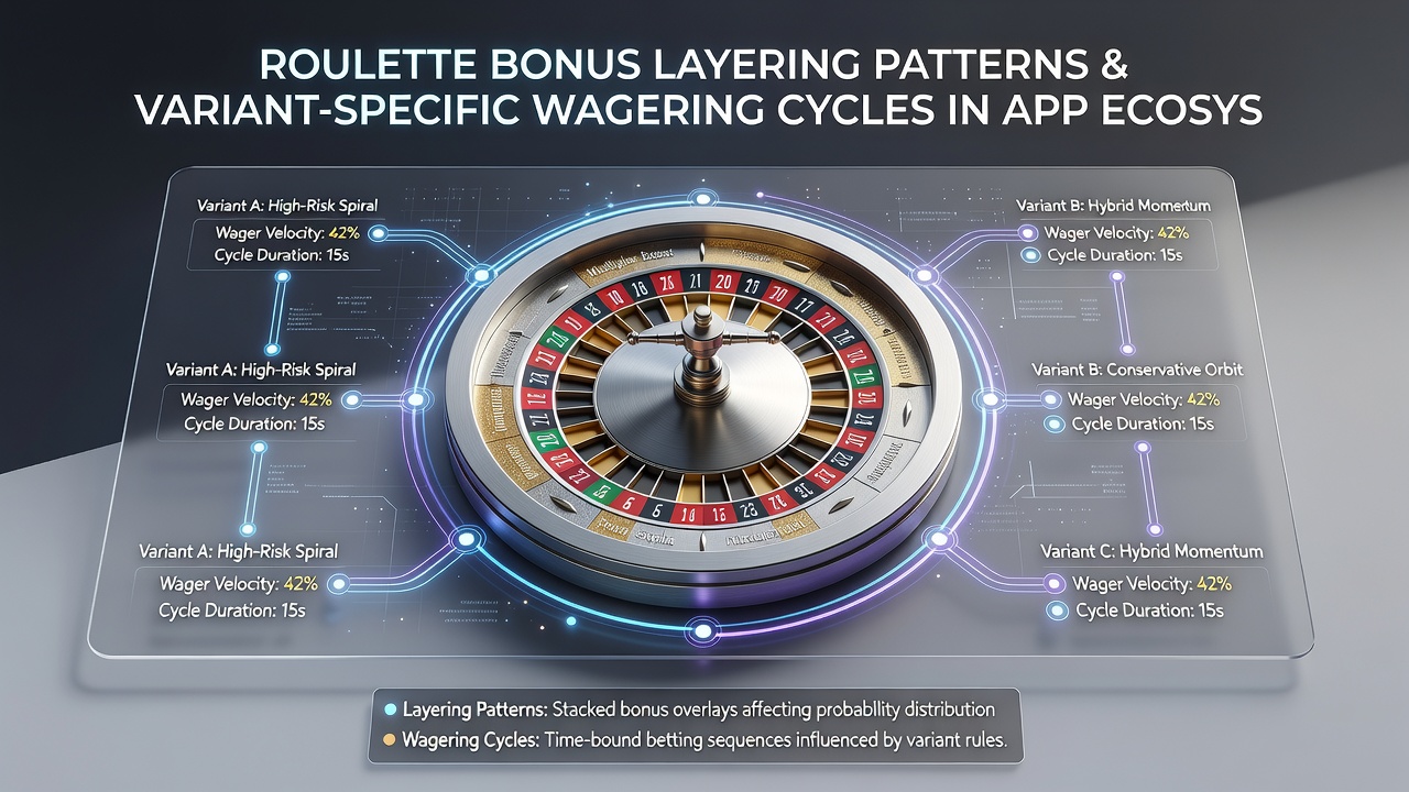 Mobile app screenshot displaying variant-specific wagering cycles with layered bonus meters tracking progress on American, European, and French roulette tables