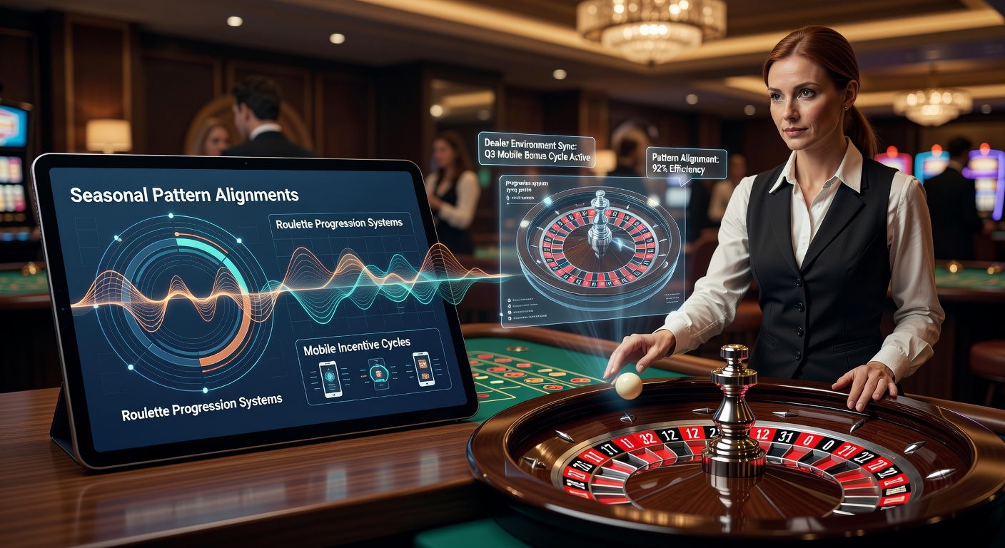 Roulette table layout with mobile device overlay showing seasonal bonus indicators in a live dealer setting