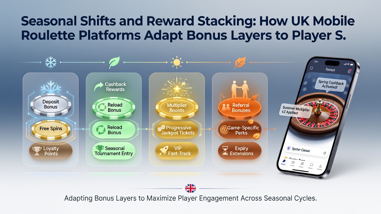Analytics dashboard showing seasonal roulette session patterns and stacked bonus triggers on a UK mobile platform
