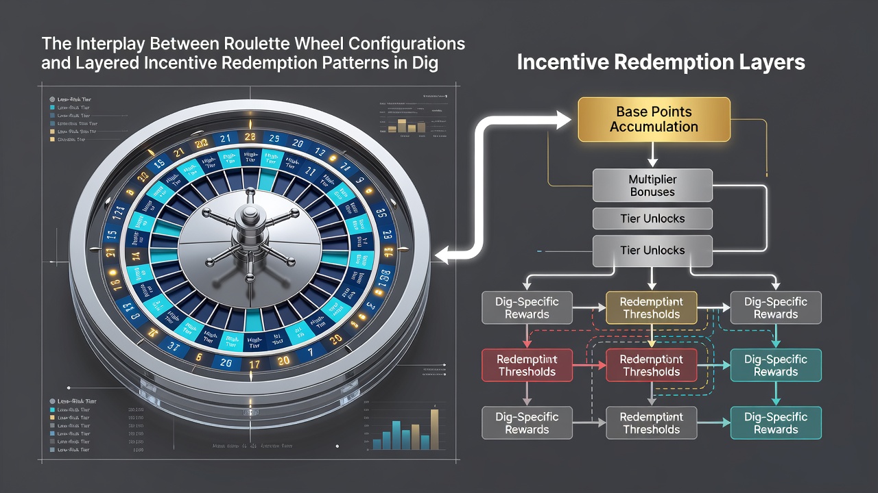 Layered digital bonus redemption flow mapped against various roulette wheel types in a gaming platform dashboard