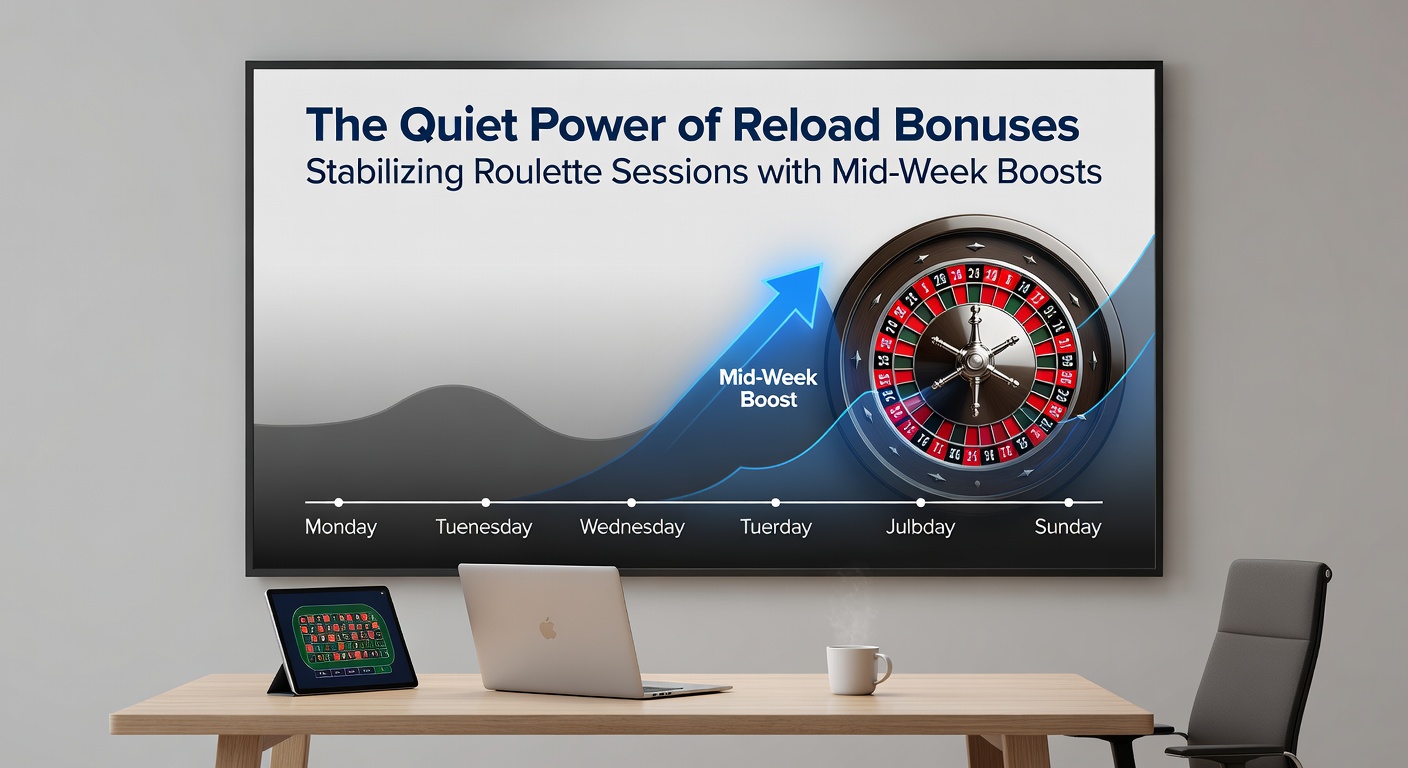 Screenshot of a mid-week reload bonus offer on a mobile roulette table interface, highlighting deposit match and wagering details